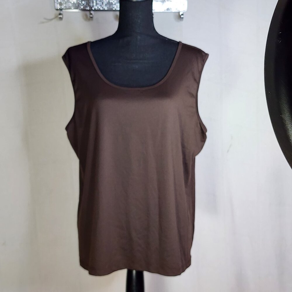 Jillian Nicole Woman Chocolate Brown Nylon Span Wide Strap Soft Tank Cami Sz 2X